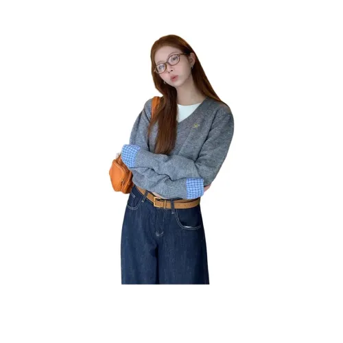 Langqing Серый Бесплатная доставка On Бренд Наклеенный Женский Трикотаж