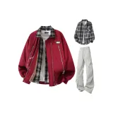 Бордовый + Светло-серые штаны + Черная рубашка