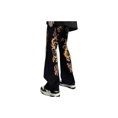 W9H2 Черный [Роскошное золото с гравировкой] Унисекс Джинсы