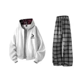 Белый, серый, топсайс, топ + черные штаны