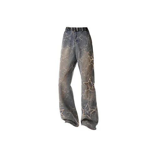 MOGAO Светло-синие Унисекс Джинсы