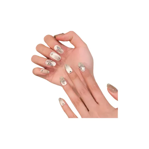 Fanze Cold Бабочка Прохладный Sensation False Nail Короткий ЛАДДЕР Овал Телесный Градиентный Flashing