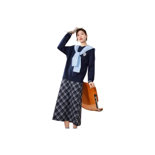 AIYIFU Темно-синий женский комплект с юбкой