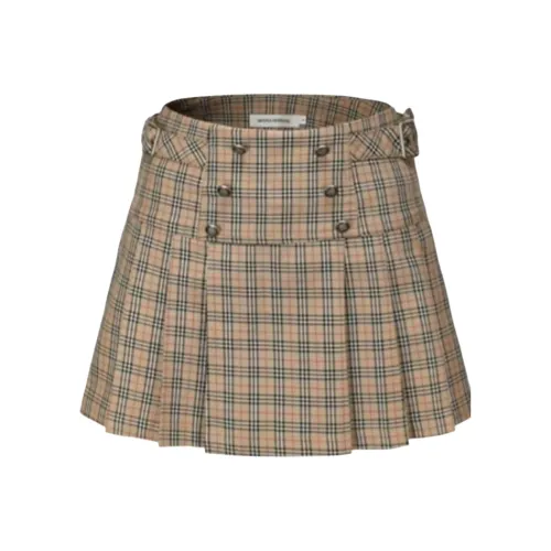 HEYNA Клетчатый Женские Повседневные Короткие Юбки