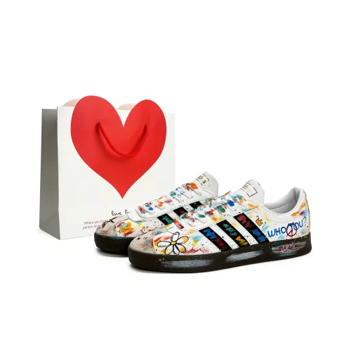 Adidas VL Court 2,0 Peony GD Стиль Graffiti Ручной рисунок Ink Splatter Износостойкий и Легкий Низкий Топ