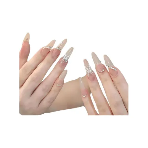 OUYUJI False Nail Овал MID Длина Кожа Градиентный Стразы Украшенный