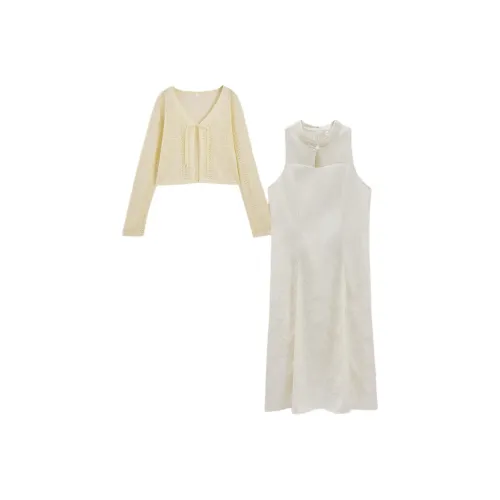 AIYIFU Жёлтые Женские Комплекты с Юбкой