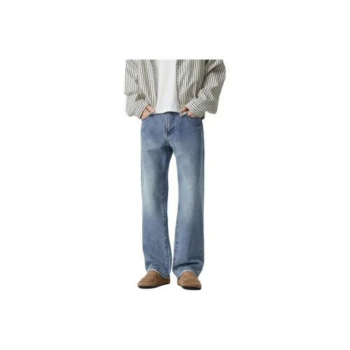 SLLAVIF Элегантные синие мужские джинсы