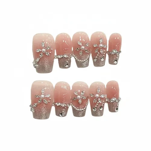 Rui Jin Богатый Girl Sensation False Nail Короткий Silver Blush Stain Cat Eye 22mm