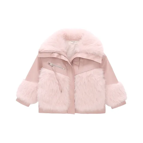 RHOBESAM Сяо Qi Дом Сяо Qi Дом Мех Хлопковый пуховик PARKA Пальто Розовая кожаная Детская дошкольная одежда Утеплённые куртки