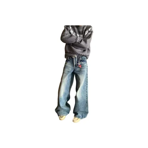 W7H1 Синий Унисекс Джинсы