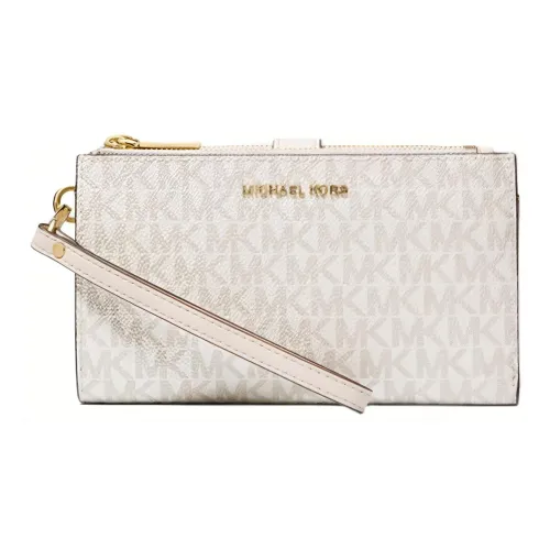 MICHAEL KORS Jet Set Покрытый холст Кошелек Большой Женский Кремовый Белый