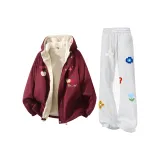 Бордовый + Белый Серый Спортивные брюки