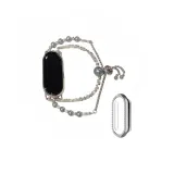 Double Chain [Серебристо-серый жемчужный + одиночный ряд сетчатый серебряный ромб оболочка]