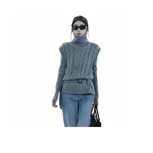 Langqing Серый Подарок Бренд Наклеенный Женский Трикотаж