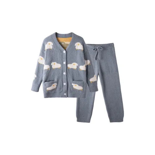 O'MESIK Серый Синий Женские Пижамные Комплекты