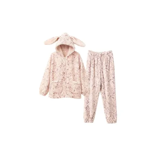 MIMOSA CHUR Розовый леопардовый принт Комплекты одежды Женские Пижамные комплекты