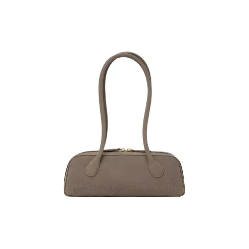 APEDE MOD Сумка для боулинга из крупнозернистой текстуры коровьей кожи плечевая сумка среднего размера женская дымчато-серый