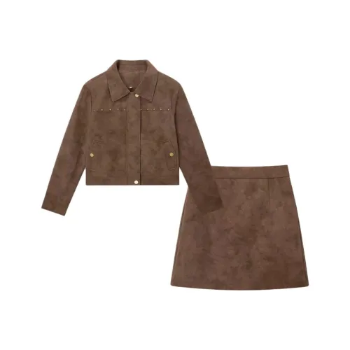 AIYIFU Кофе Женские Комплекты с Юбкой