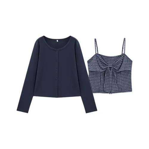 AIYIFU Темно-синий Синий Женские Повседневные Костюмы