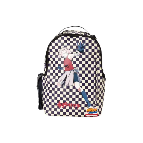 SPRAYGROUND Naruto Коллаборация Кожа Рюкзак Унисекс Черно-белая шахматка