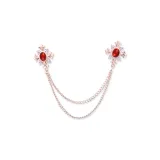 Красная брошь в форме ромба с крестом (золото)