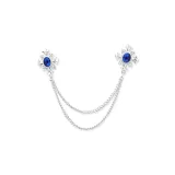 Брошь "Синий Ромб Крест" (Серебряная)