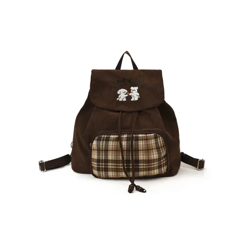 CREAM BEAR Вельвет Рюкзак Женские Кофе