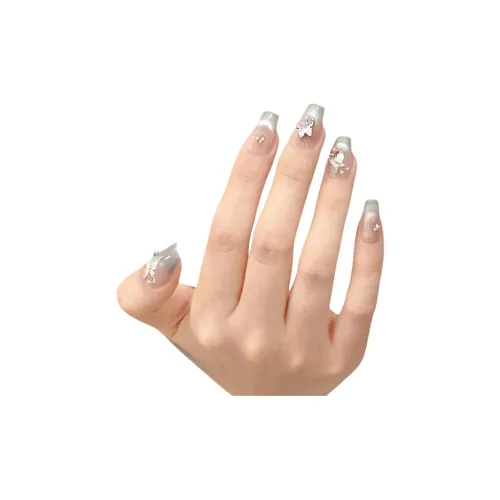 RUIJIN Осветляющий Летний Премиум Handcrafted False Nail Французский Кошачий глаз Бабочка Наклейка для Ногтей