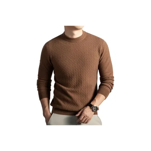 Devanro Кашемир Свитер Мужской Глубокий Кофейный