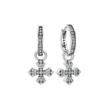 Серьги-кольца с ромбовидным крестом, украшенные стразами, 1 пара