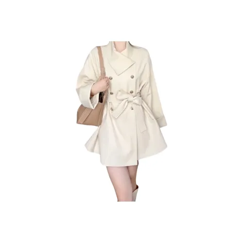 Mu Xiao Xin Ecru Бесплатная подарочная упаковка с брендом MU Xiaoxin наклеенное женское пальто