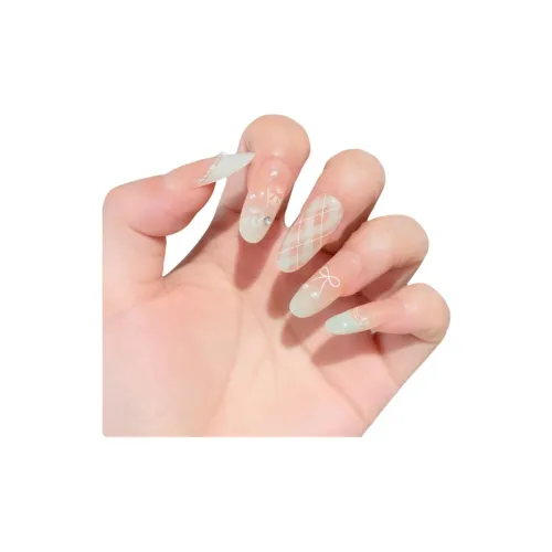 OUYUJI False Nail Овал MID Длина Лето Морская соль Мята Jump Цвет Французский
