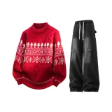 Красный топ + черные штаны