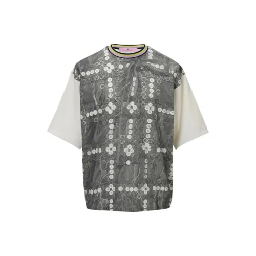 ANREALAGE PHOTO Графический CHECK Пуговица T Рубашка T Рубашка Мужская