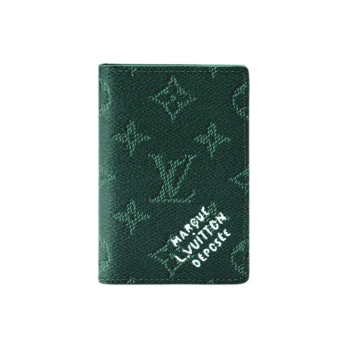 LOUIS VUITTON Pocket Organizer Картхолдер из покрытого холста Мужской Зеленый