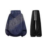 Темно-синий синий свитшот [с флисовой подкладкой] + черные повседневные штаны