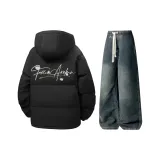 Комплект (черный топ+винтажные синие брюки)