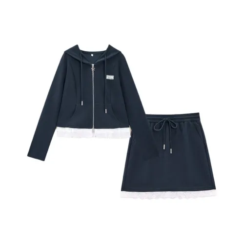 AIYIFU Темно-синий женский комплект с юбкой