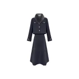 High-quality Dark Blue Long (Coat + Skirt)  
Высококачественный Темно-синий Длинный (Пальто + Юбка)
