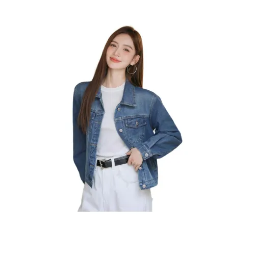 Langqing Синий Бесплатная доставка с бренд наклеенный женские джинсовые куртки