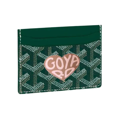 GOYARD Saint Sulpice Холст Телячья кожа Держатель для карт Держатель для карт Унисекс Зеленый Серый Розовый Маленькое сердце