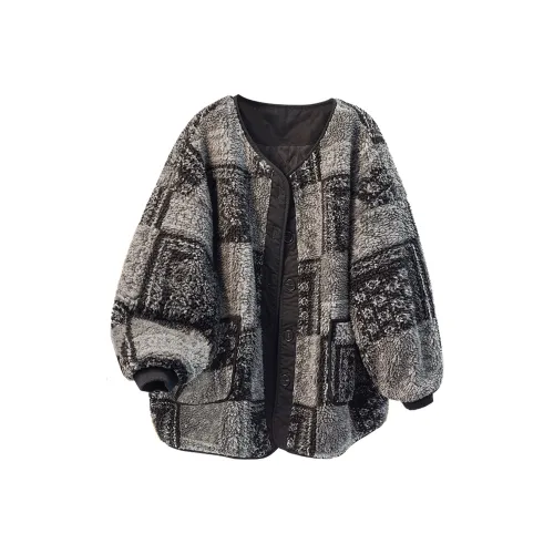 SIBAISHE Черный Серый Клетка Женская Пуховая Куртка