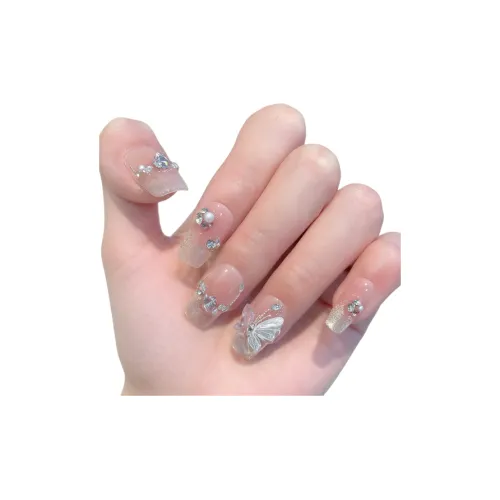 LEMONAIL Кокетливый стиль Handcrafted False Nail Средний наклон Овал Жемчужный Бабочка Смудж Кошачий глаз S M L XL