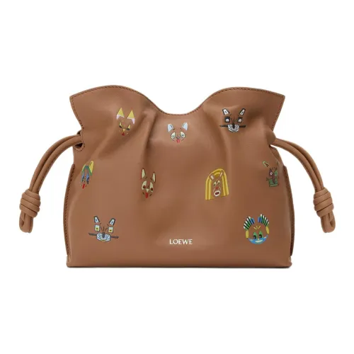 LOEWE Flamenco Клатч из коровьей кожи Мини Женский Мокко