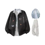 Чёрная+Светло-Синяя Рубашка+Светло-Серые Штаны