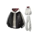 Чёрные+Светло-серые штаны+Белый Фотиния серый свитшот