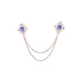 Брошь "Синий Ромб Крест" (Золото)