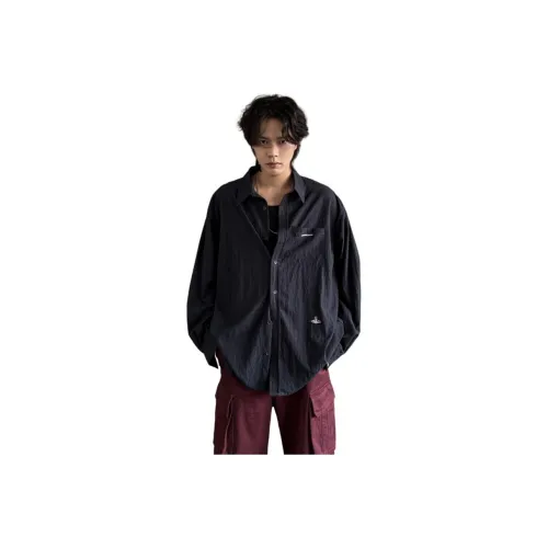 ONENINE34PM Темно-синие унисекс рубашки