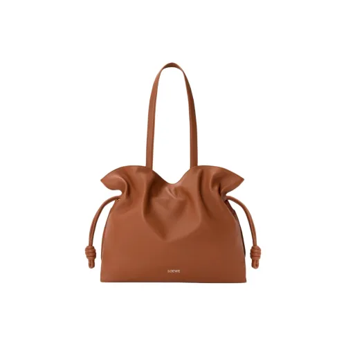 LOEWE Flamenco Napa Голень Кожа Ручная Сумка на плечо Большая Женская Мокко